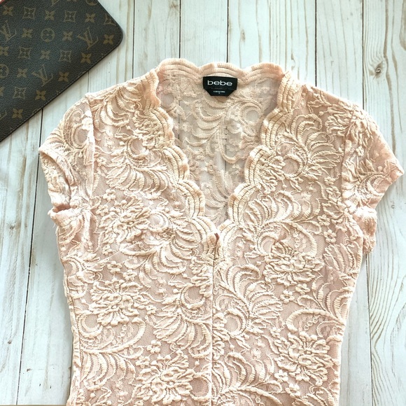 bebe Tops - Bebe | Blush Lace Bodysuit